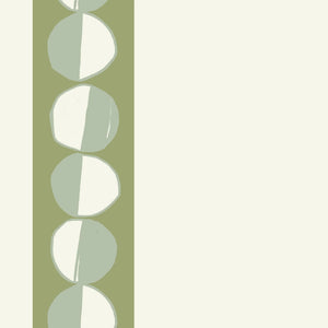 The Circus Big Top wallpaper by Annika Reed in green and cream, full repeat of big top stripes