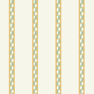 The Circus Big Top wallpaper by Annika Reed in green and cream, flat sample of big top stripes