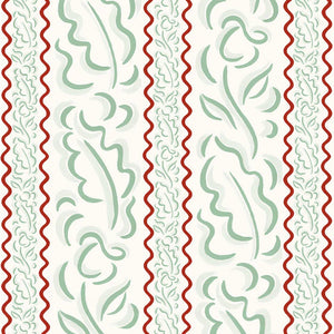 Therese wallpaper by Claire de Quénetain in green, full repeat of wavy stripes