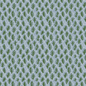 Trees II wallpaper by Parker and Jules in blue, flat sample of tiny stylised trees