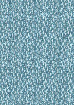 Trees wallpaper by Parker and Jules in blue, pattern sample of tiny stylised trees