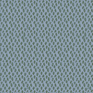 Trees II linen by Parker and Jules in blue, full repeat of tiny stylised trees