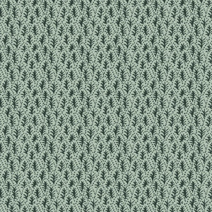 Trees II linen by Parker and Jules in sage green, pattern sample of tiny stylised trees