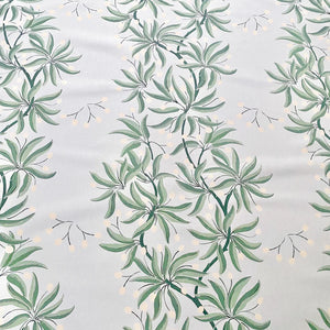 Vivienne linen by Claire de Quénetain in blue, full repeat of bamboo-like leaves