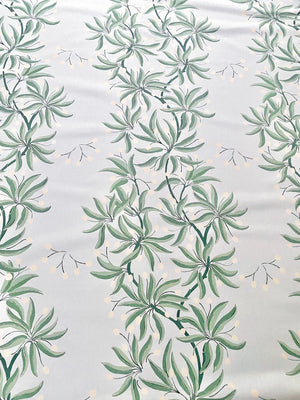 Vivienne linen by Claire de Quénetain in blue, full repeat of bamboo-like leaves