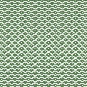 Wiggly Squiggly wallpaper by Annika Reed in green, flat sample of wiggly waves