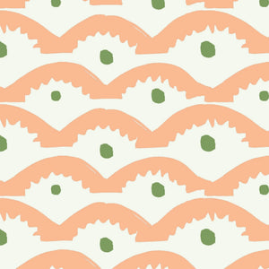 Wiggly Squiggly wallpaper by Annika Reed in peach, pattern sample of wiggly waves