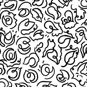 A New Language wallpaper by Claire de Quénetain in black, full repeat of abstract black line work