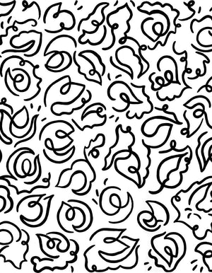 A New Language wallpaper by Claire de Quénetain in black, full repeat of abstract black line work