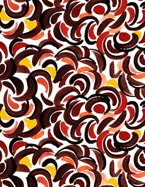 Abondance linen by Claire de Quénetain in red, pattern sample of a hand-painted floral design