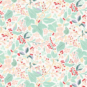 Aurore wallpaper by Claire de Quénetain in pink, full repeat of a hand-painted floral design