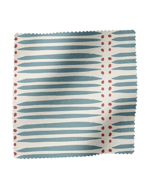 Backgammon Linen Fabric in Blue