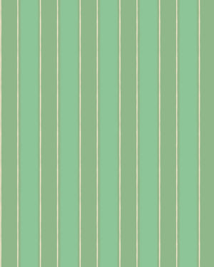 Balancing Act wallpaper by Annika Reed in green, full repeat of hand-painted stripes