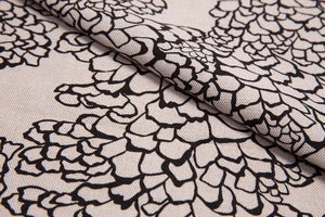 Bark linen by Bethie Tricks in black and white, draped, showing organic bark shapes