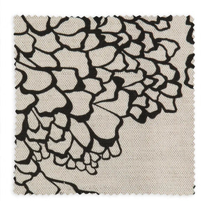 Bark linen by Bethie Tricks in black and white, flat sample of organic bark shapes