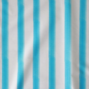 Blue Watercolour Beach Stripe linen by Seed Home Designs in blue and white, full repeat of watercolour beach stripes