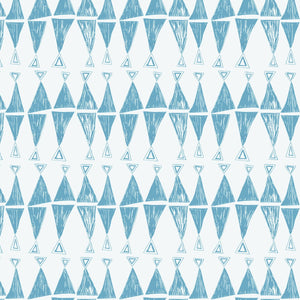 Triangles Linen Fabric in Aegean