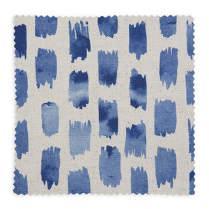 Brushstroke linen by Bethie Tricks in blue, flat sample of painted brushstrokes