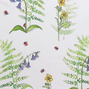 Buttercup and Bluebells fabric by Seed Home Designs in blue and yellow, full repeat of buttercups and bluebells