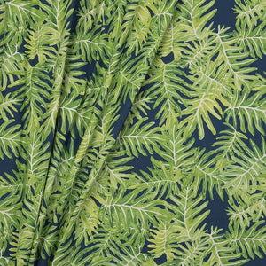 Canopy linen by Bethie Tricks in navy, pattern sample of palm fronds