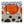 Cellular linen by Bethie Tricks in orange and black, full repeat of bold cell shapes