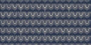Structured Chaos linen by Dami and Em Design in navy, full repeat of a geometric design