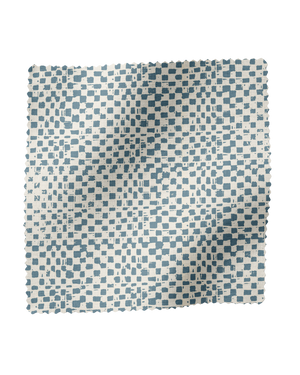 Checkers Linen Fabric in Blue
