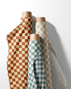 Chess Linen Fabric by Annika Reed Studio