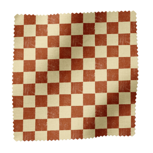 Chess Linen Fabric in Red and Yellow