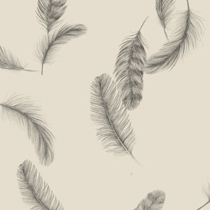Newtown Creek wallpaper by XV Interiors in cream, full repeat of drifting feathers