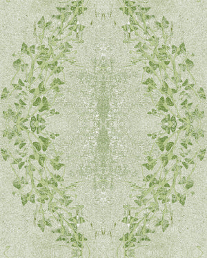 Clover Garden grasscloth by Dami and Em Design in light green, full repeat of a trailing clover motif