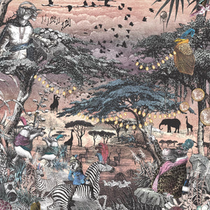 Club Safari wallpaper by Brand McKenzie in grey, close view of a lush safari scene
