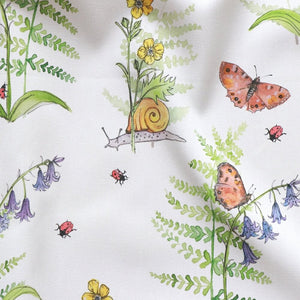 Cornish Woodland fabric by Seed Home Designs in green and orange, full repeat (alternate view)