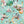 Cosmic Groove wallpaper by Brand McKenzie in aqua, close-up of retro figures floating in space