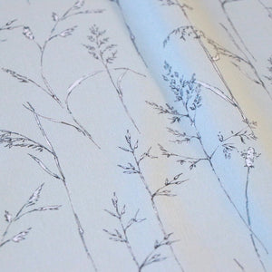 Cornish Meadow linen by Seed Home Designs in grey, in soft folds showing fine meadow grasses
