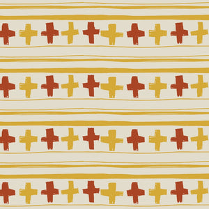 Cross Stitch wallpaper by Annika Reed in orange and red, pattern sample of cross-stitch motifs