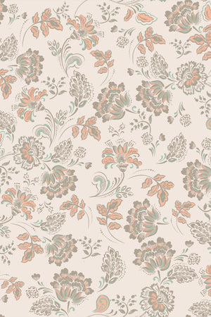 Amelie wallpaper by Curate Space in blossom pink, full repeat of vintage chintz florals