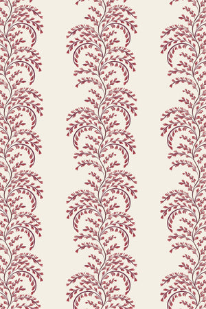 Edie wallpaper by Curate Space in red, full repeat of arching fern fronds in vertical columns