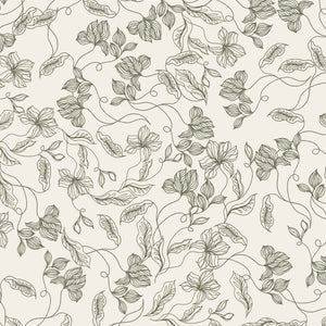 Elena wallpaper by Curate Space in light green, full repeat of fine linear floral vines