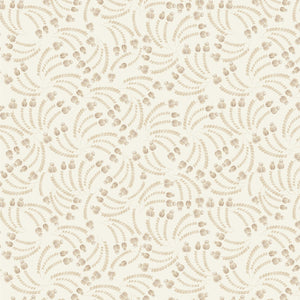Elsie wallpaper by Curate Space in soft pebble grey, full repeat of dried poppy head motifs