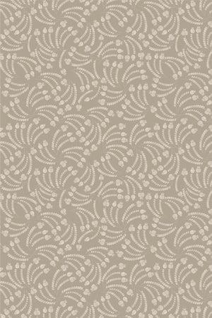 Elsie wallpaper by Curate Space in stone beige, full repeat of dried poppy head motifs