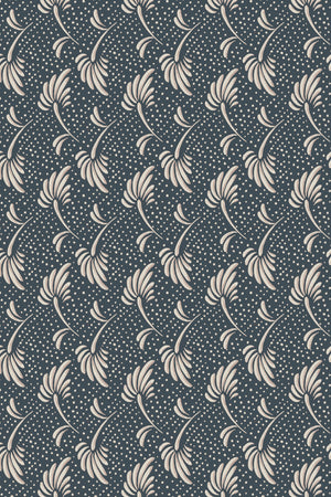 Etta wallpaper by Curate Space in dark blue, full repeat of small floral sprigs