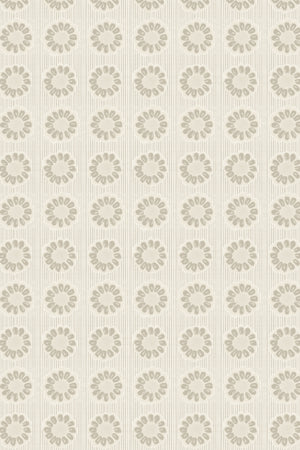 Mabel wallpaper by Curate Space in stone beige, full repeat of small rosette motifs