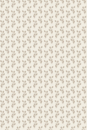Maeva wallpaper by Curate Space in stone beige, full repeat of a small trailing vine