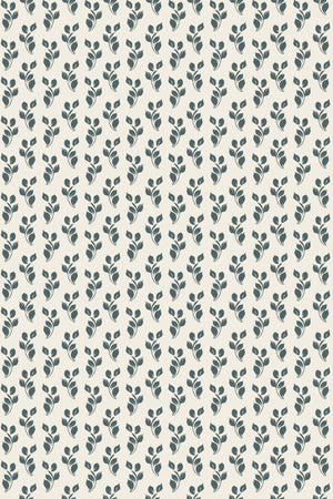 Maeva wallpaper by Curate Space in teal, full repeat of a small trailing vine