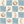 Molly wallpaper by Curate Space in blue, full repeat of seashells and seahorses on a check
