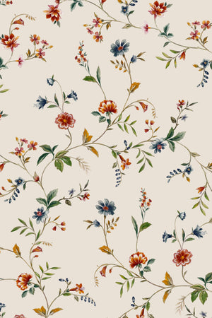 Paloma Curate Space wallpaper in off-white, full repeat of trailing floral stems