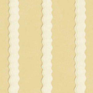 Double Scroll Stripe wallpaper by Parker and Jules in cream, pattern sample of wavy scroll stripes