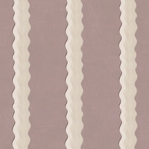 Double Scroll Stripe wallpaper by Parker and Jules in lilac, flat sample of wavy scroll stripes
