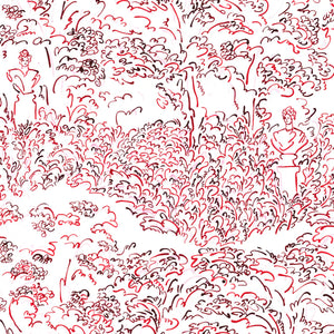 Emerging From the Shadow linen by Claire de Quénetain in white, full repeat of a hand-painted floral design